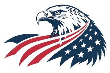 American bald eagle head with usa flag design