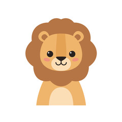 Cute cartoon lion face with a friendly expression, suitable for children's artwork