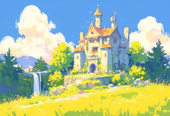 Charming fairy tale castle in a vibrant, sunny landscape © Giuseppe Cammino