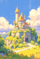 Charming fairy tale castle in a vibrant, sunny landscape © Giuseppe Cammino