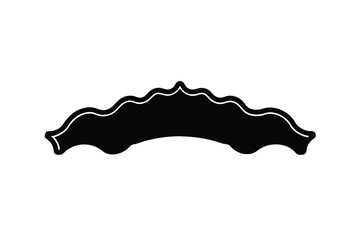 Wavy banner with white outline black fill and curved edges