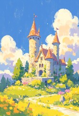 Charming fairy tale castle in a vibrant, sunny landscape © Giuseppe Cammino