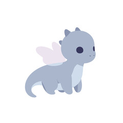 Playful cartoon dragon character with soft colors in a whimsical background setting