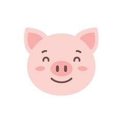 Cute cartoon pig with a cheerful expression, set against a simple, colorful background