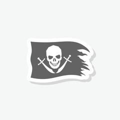 Pirate flag icon sticker isolated on gray background