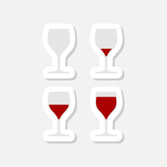 Set of wine glass icon sticker isolated on gray background