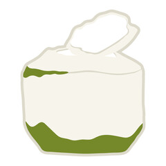 Isolate fresh young coconut fruit with opened one.