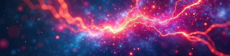 Fototapeta premium Vibrant, abstract image depicting the flow of electricity as a swirling, colourful nebula Perfect for illustrating energy, power, and technological concepts , shades, flow, digital art