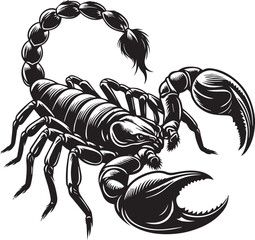 Black and White Scorpion Vector Illustration &ndash; Aggressive Insect Tattoo Design	
