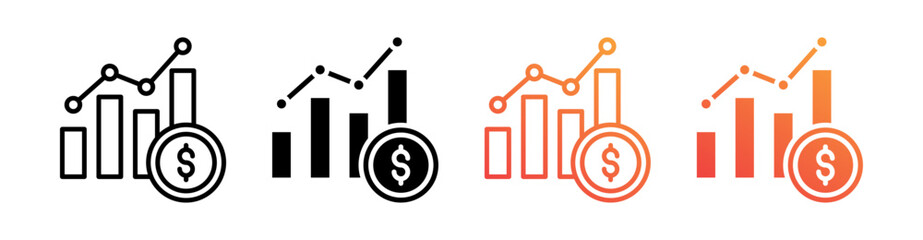 Financial Multiple Style Icon Set Vector 