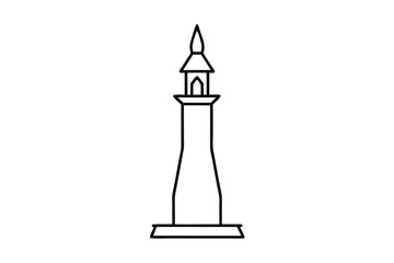 Simple Line Art of a Minaret Tower