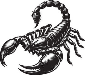 Black and White Scorpion Vector Illustration &ndash; Aggressive Insect Tattoo Design	
