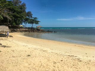 Tropical Beach with Blue Sky and Clouds – Nature Background in Koh Samui, Thailand