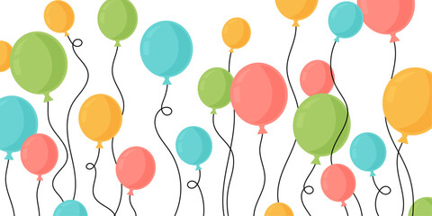 Obraz premium Bannière de ballons colorés qui s’envolent