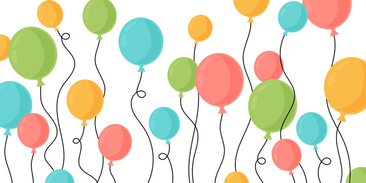 Banni&egrave;re de ballons color&eacute;s qui s&rsquo;envolent