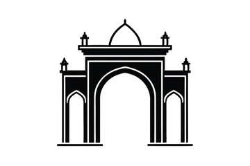 Obraz premium Black and White Archway Silhouette with Dome and Towers