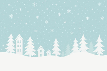 Fototapeta premium Winter background. Christmas village. Seamless border