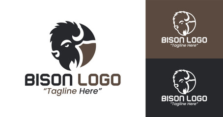 Bold and Strong Bison Logo for Business Branding and Identity Creation © radjarz