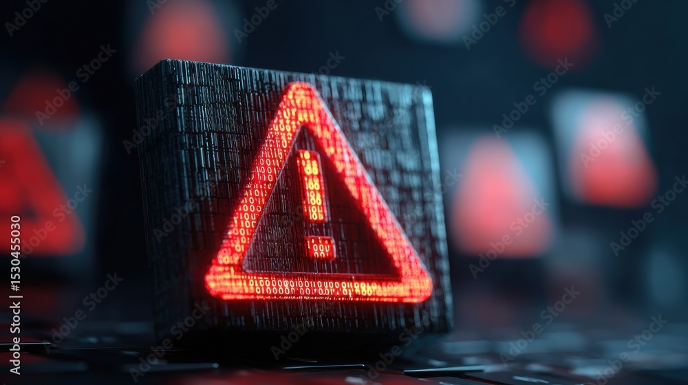 Poster cybersecurity alert on digital threats from phishing and malware in online environments