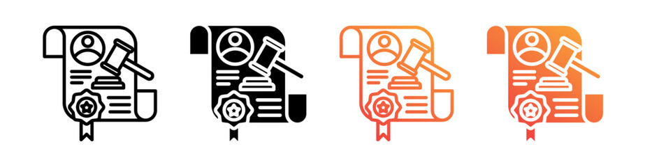 Statutory Law Multiple Style Icon Set Vector 