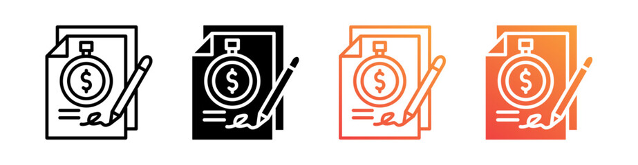 Obligations Multiple Style Icon Set Vector 