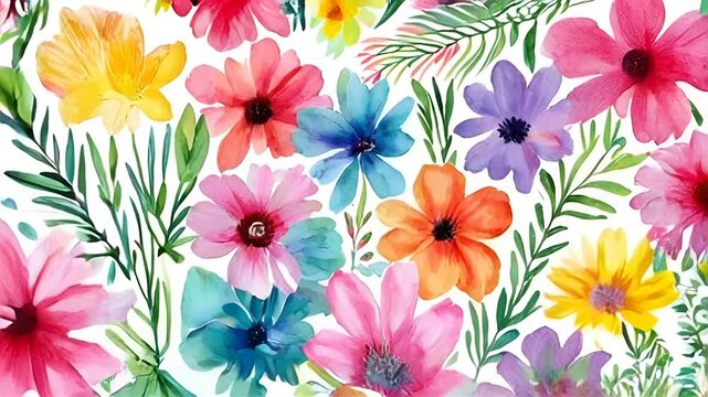 seamless floral pattern with watercolor abstract 