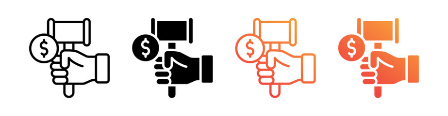 Antitrust Multiple Style Icon Set Vector 