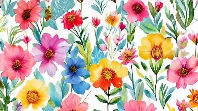 seamless floral pattern with watercolor abstract 