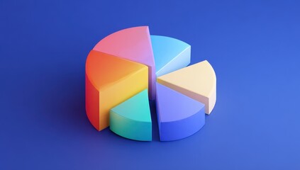 Obraz premium Colorful 3D pie chart on a blue background