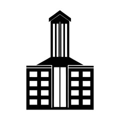Black and white vector icon of a classical Greek temple with columns, illustrating ancient architecture silhouette 