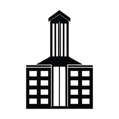 Black and white vector icon of a classical Greek temple with columns, illustrating ancient architecture silhouette 
