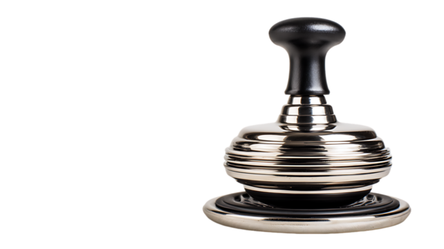 A professional stainless steel espresso tamper for coffee preparation on transparent background