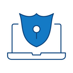 Laptop Blue Line Editable Stroke Icon. PC, Computer Functions, Settings, Technology, Security, Shopping, Wallet, Marketing, Promotion, Communication Collection Vector Illustration.