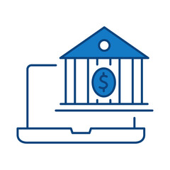 Laptop Blue Line Editable Stroke Icon. PC, Computer Functions, Settings, Technology, Security, Shopping, Wallet, Marketing, Promotion, Communication Collection Vector Illustration.