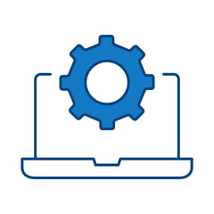 Laptop Blue Line Editable Stroke Icon. PC, Computer Functions, Settings, Technology, Security, Shopping, Wallet, Marketing, Promotion, Communication Collection Vector Illustration.