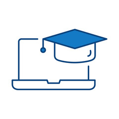 Laptop Blue Line Editable Stroke Icon. PC, Computer Functions, Settings, Technology, Security, Shopping, Wallet, Marketing, Promotion, Communication Collection Vector Illustration.