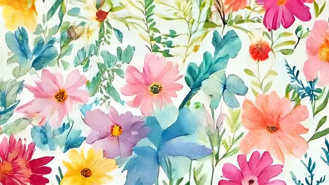 seamless floral pattern with watercolor abstract 