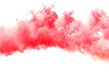  coral red smoke cloud isolated on white background PNG,ai generated