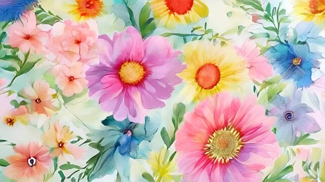 seamless floral pattern with watercolor abstract 