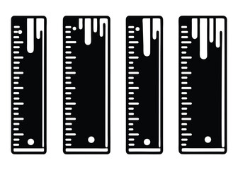Obraz premium Dripping Paint Ruler Design Four Unique Ruler Illustrations
