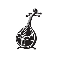 Minimalist Erhu Silhouette - Erhu Vector Art - Traditional Chinese Instrument Illustration.