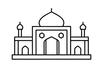 Simple Line Drawing of a Mosque or Islamic Building