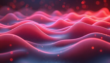 Abstract red wave pattern with bokeh lights, futuristic digital design for wallpapers