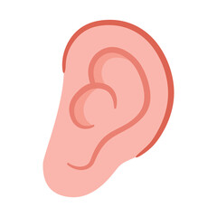 Ear icon in flat design style, vector illustration design elements, ear clip art, clip art ear, earlobe isolated on white background