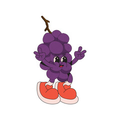 Grape fruit mascot character cartoon icon illustration