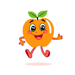 Happy orange apple cartoon character isolated on white background