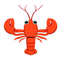 Cartoon lobster illustration isolated on white background
