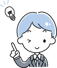 アイデアをひらめくスーツ姿の男性.eps
