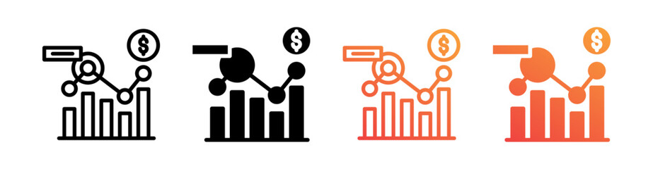 Market Analysis Multiple Style Icon Set Vector 