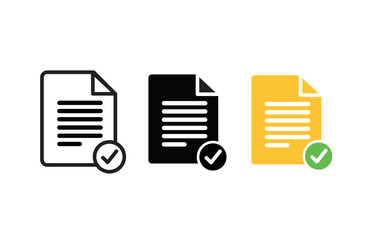 icons of document files correct collection the document with Check Mark